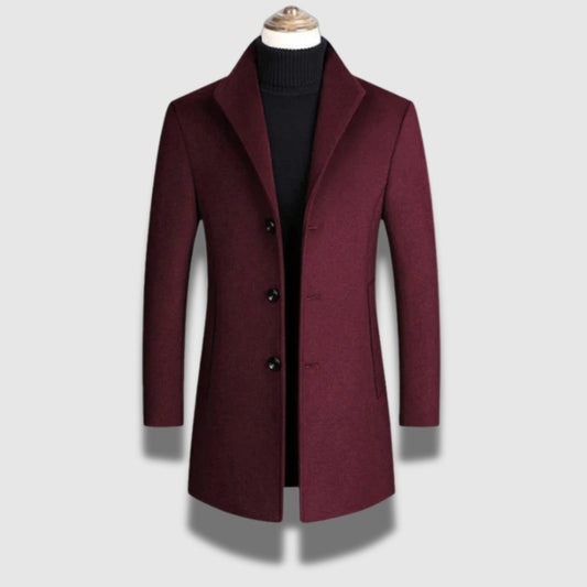 Men’s Tailored Hip-Length Coat – Notched Collar & Timeless Warmth
