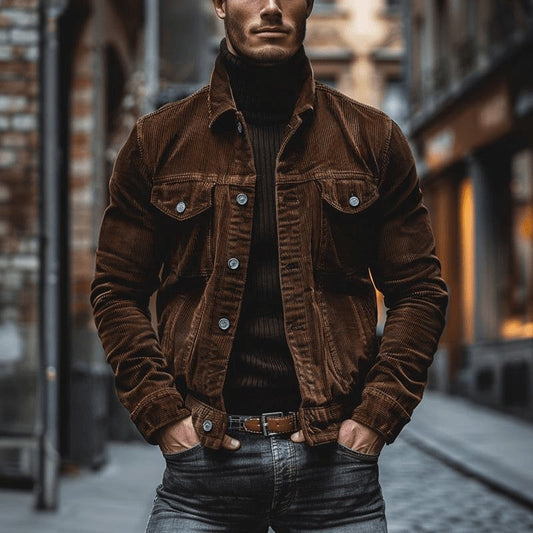 Men’s Velvet Button Jacket – Vintage Texture & Tailored Elegance