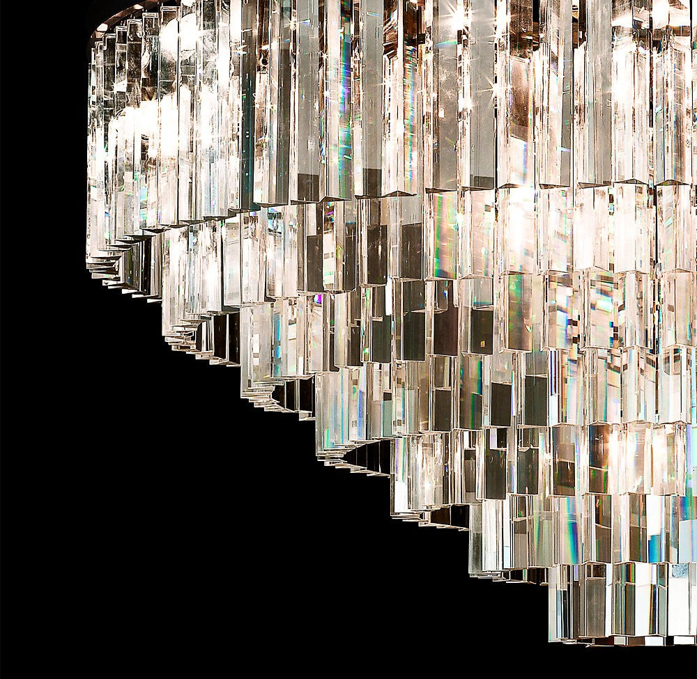 Odeon 1920s Iron and K9 Crystal Round Chandelier