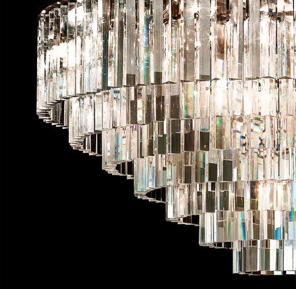 Odeon 1920s Iron and K9 Crystal Round Chandelier