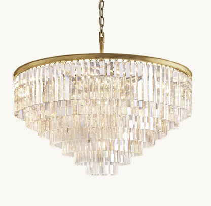 Odeon 1920s Iron and K9 Crystal Round Chandelier