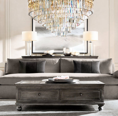 Odeon 1920s Iron and K9 Crystal Round Chandelier