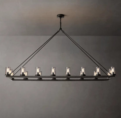 Ondra Forged Iron Linear Glass Chandelier