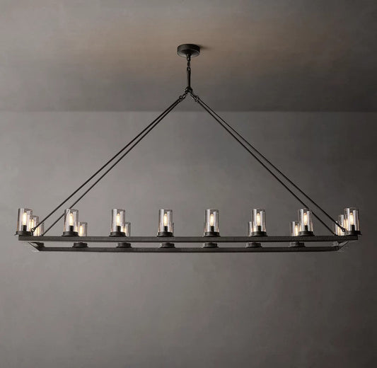 Ondra Forged Iron Linear Glass Chandelier