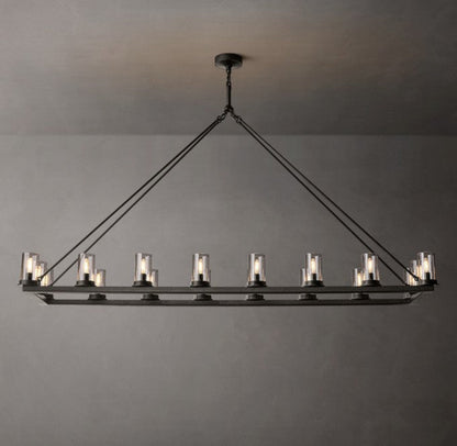 Ondra Forged Iron Linear Glass Chandelier