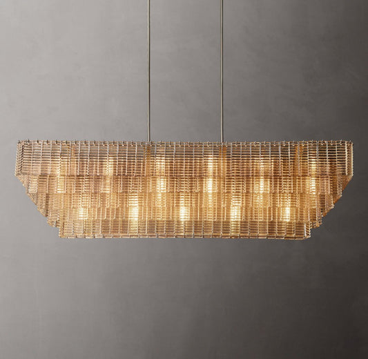 Sirene Textured Glass Rectangular Chandelier
