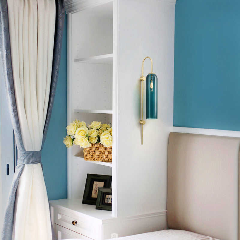 Tall Glass Bedside Wall Light