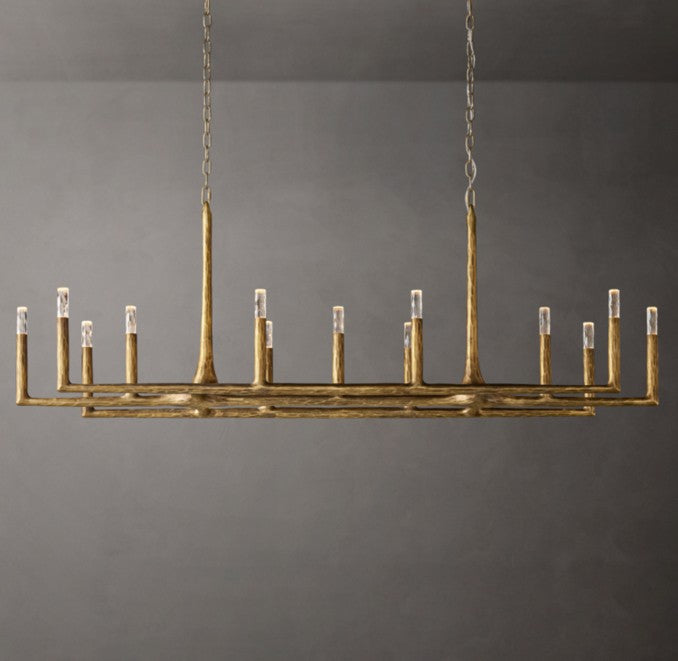 Thaddeus Forged Brass Linear Chandelier