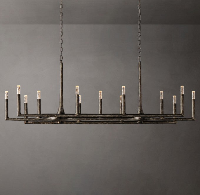 Thaddeus Forged Brass Linear Chandelier