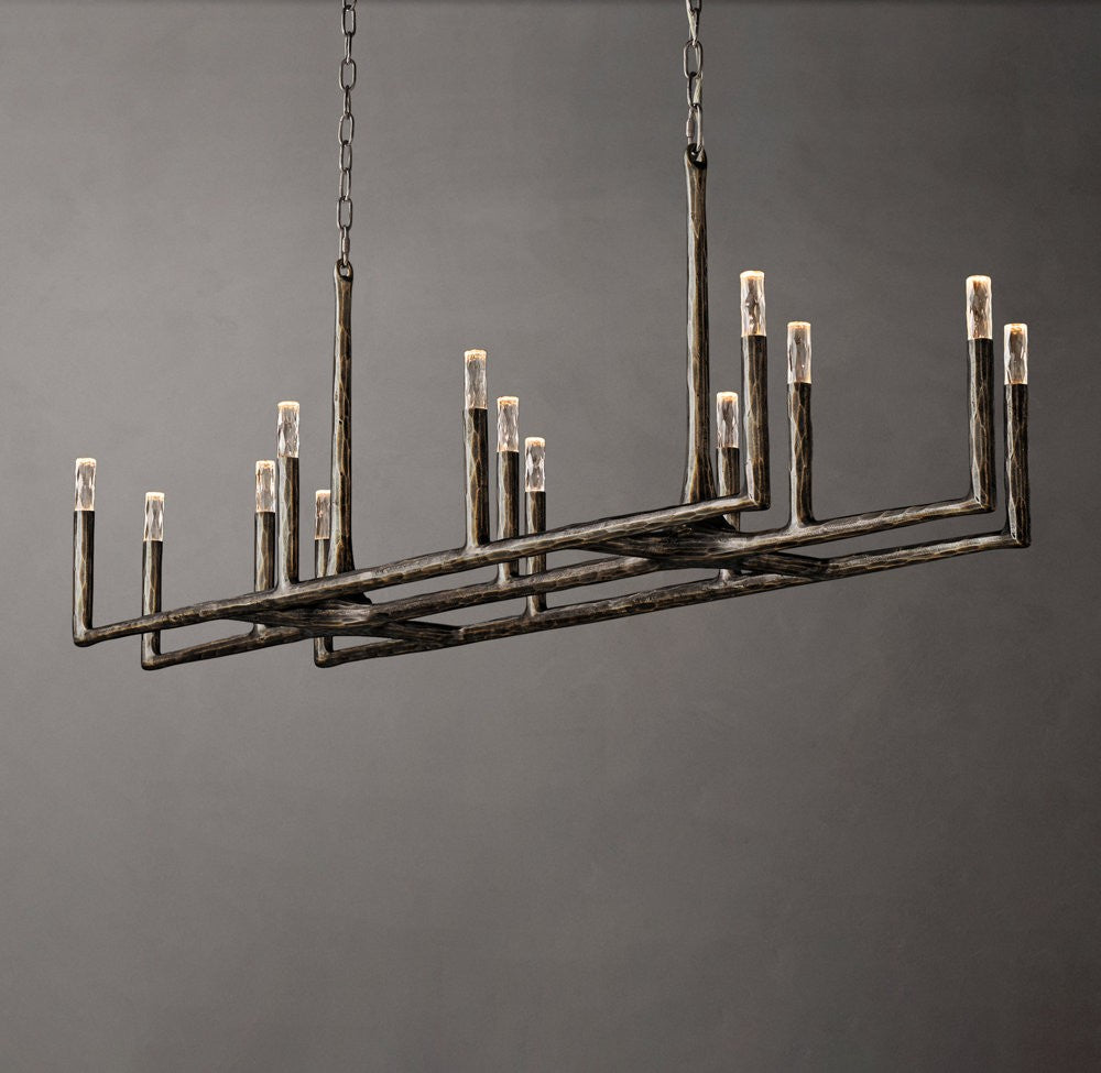 Thaddeus Forged Brass Linear Chandelier