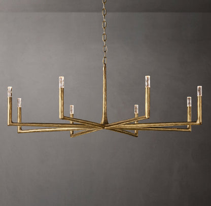 Thaddeus Hand-Forged Metal and Faceted Glass Round Chandelier