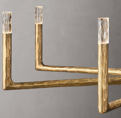 Thaddeus Hand-Forged Metal and Faceted Glass Round Chandelier