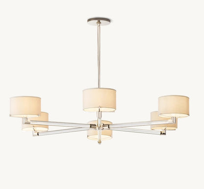 Truman Crystal and Linen Shade Round Chandelier
