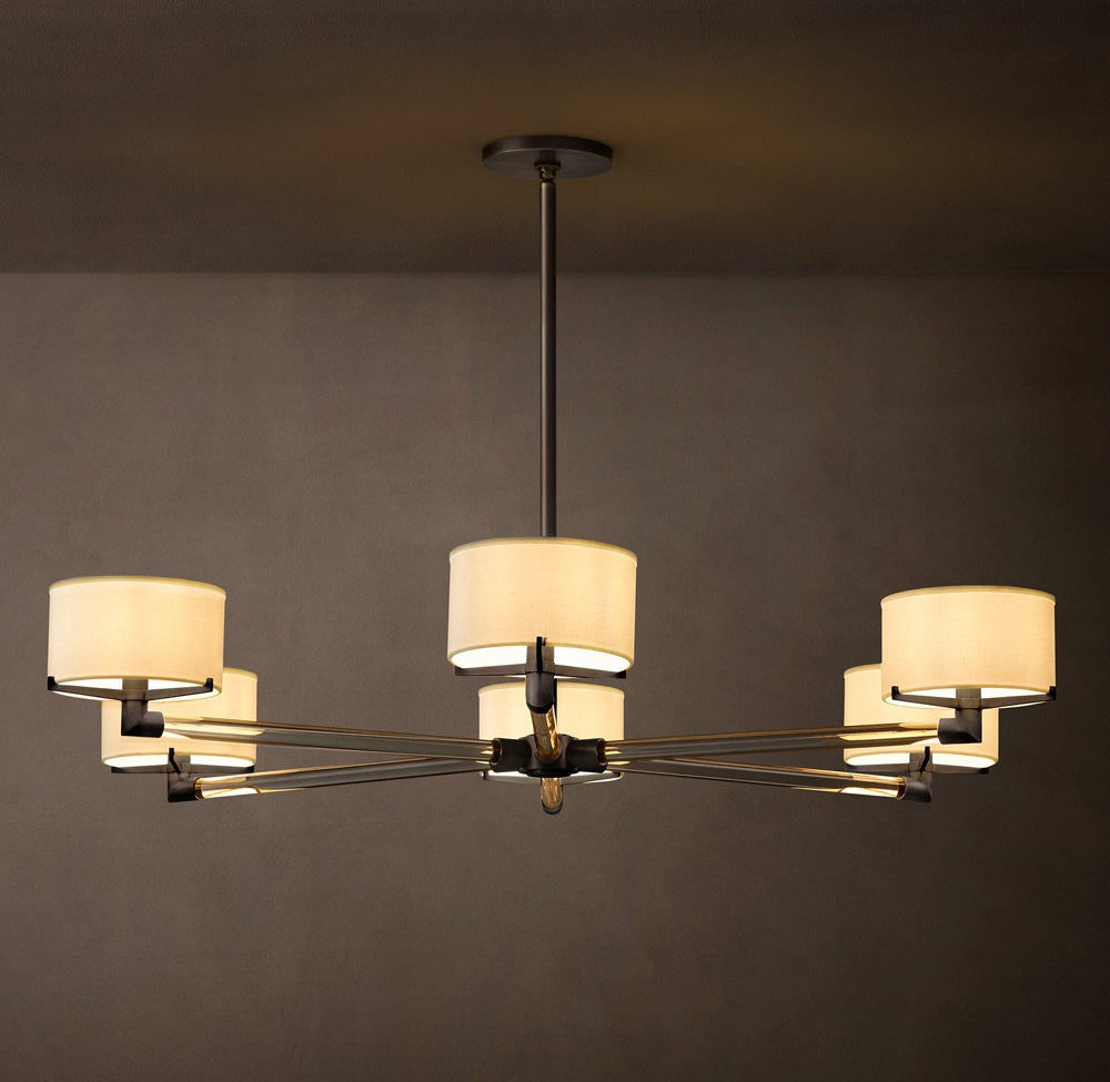 Truman Crystal and Linen Shade Round Chandelier