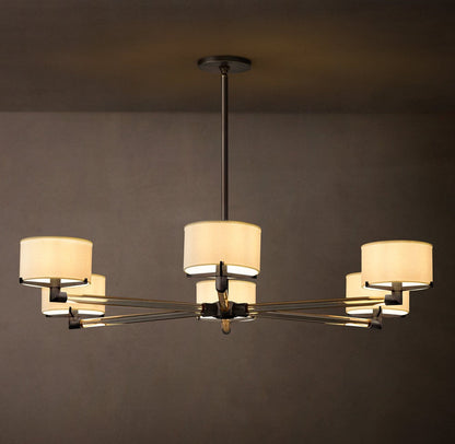 Truman Crystal and Linen Shade Round Chandelier