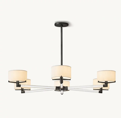 Truman Crystal and Linen Shade Round Chandelier