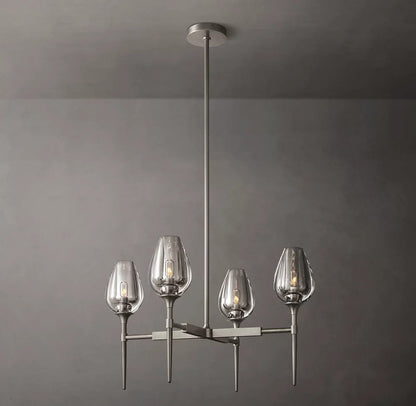 Tulip Solid Brass and Hand-Carved Crystal Round Chandelier